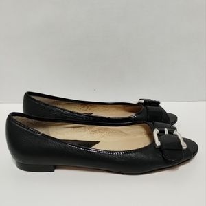 Michael Kors Leather Seaport Peep Toe Leather Ballet Flats